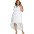Ruffle And Lace HI-LO Lace-Up Maxi Dress #Maxi Dress #White #Plus Size Dress